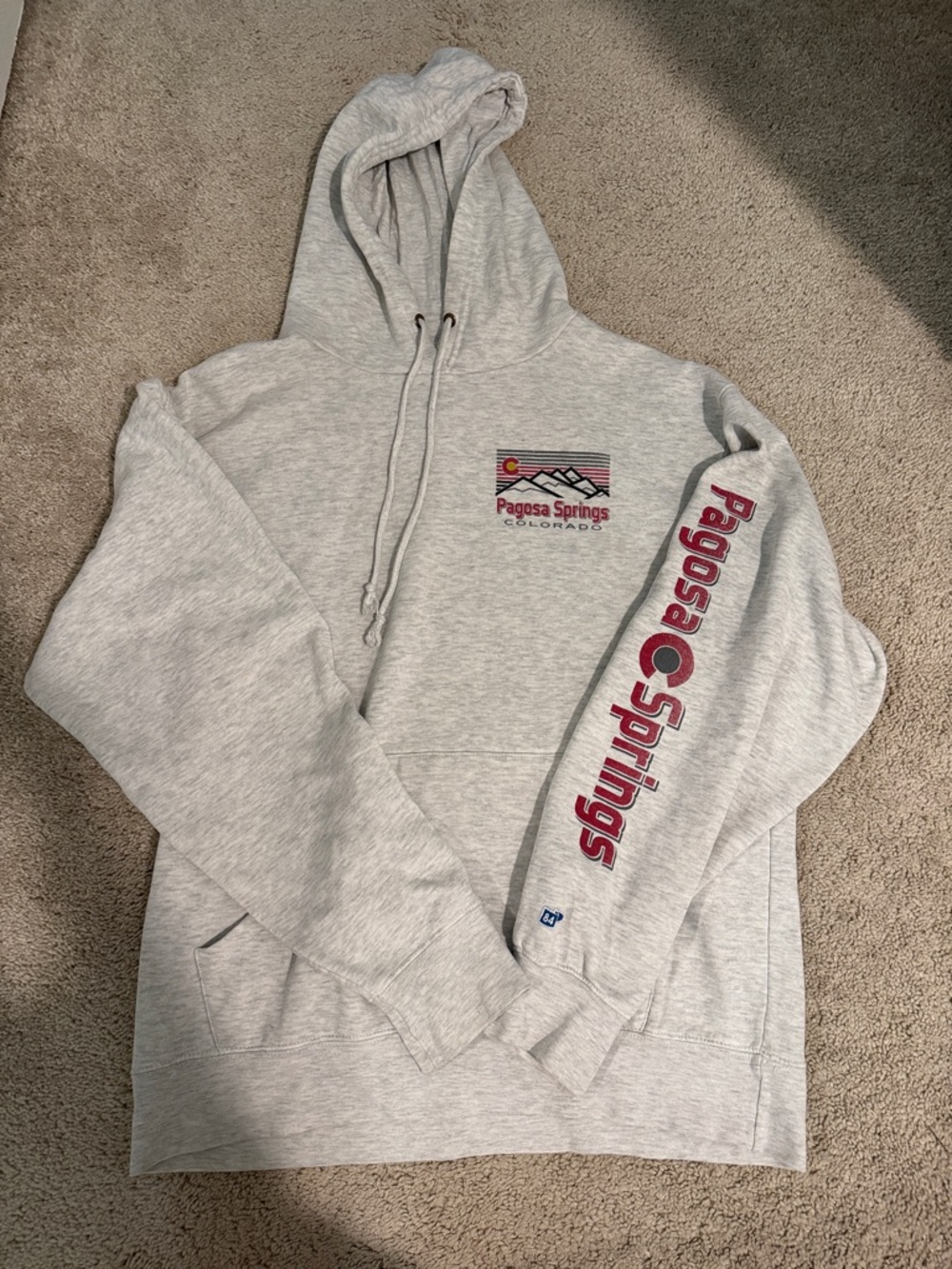Blue 84 Gray Pagosa Springs Hooded Pullover Sweatshirt with Red Logo